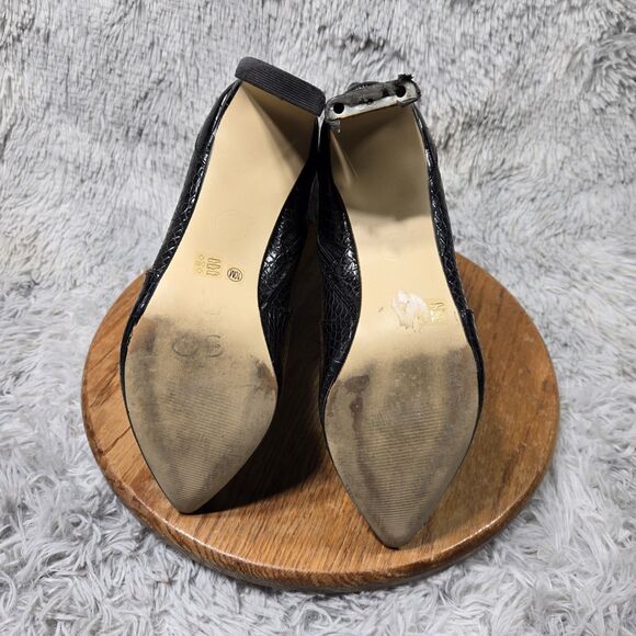 Chinese Laundry Women Sz 10 Black Croc Print Faux Leather Zip Midcalf Heel Boots - Picture 5 of 9